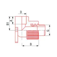 Արմունկ պատի մետաղական ռեզբայով ASG 20*1/2" արտաքին