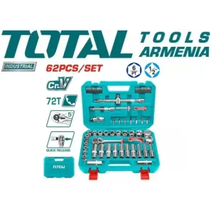 Գործիքների հավաքածու 1/2 դյույմ 62 կտոր THT121602